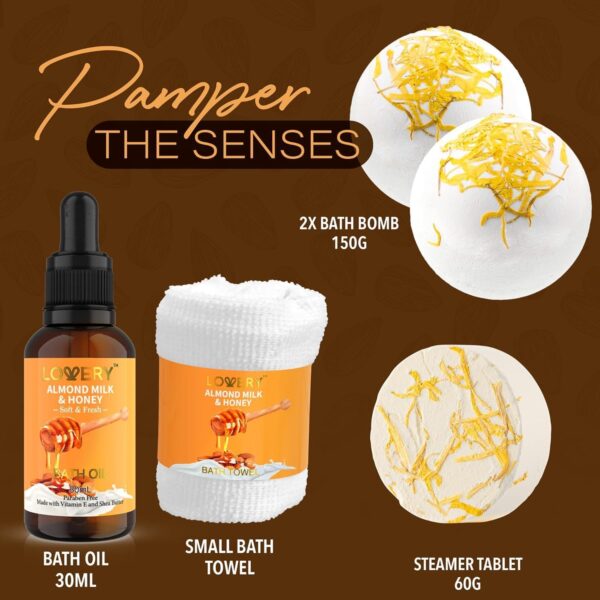 Women's Spa Gift Set – 10 Pc Almond Milk & Honey Self-Care Kit - Image 3
