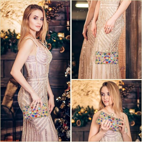 Beaguful Women's Sparkly Rhinestone Clutch Evening Bag - Image 4